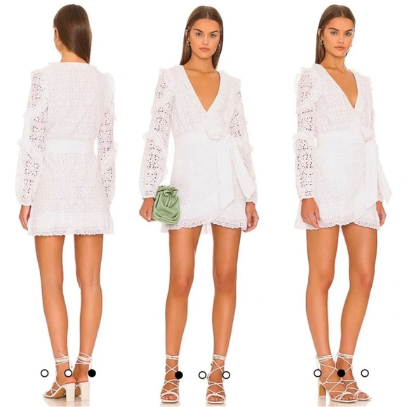 NWT VERONICA BEARD Julia White Eyelet Lace Ruffle Longsleeve Mini Dress - Picture 1 of 16